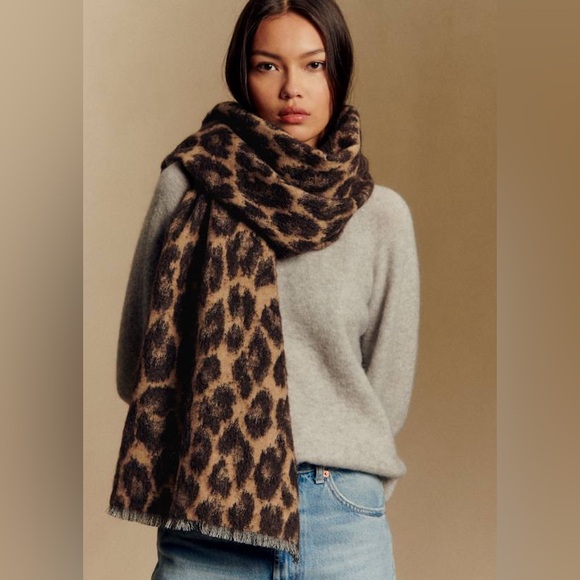 Sezane Accessories - SOLD Sézane Leopard Camel Santorin Scarf